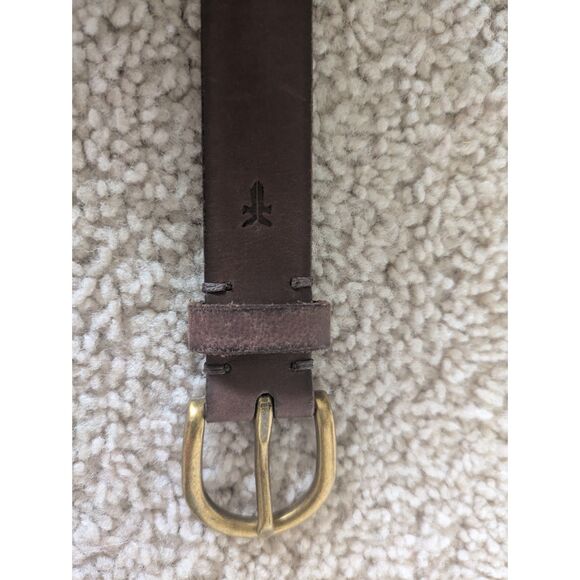 Frye Brown Genuine Leather Twist Side Detail Brass Studded Belt Sz XL main image 7